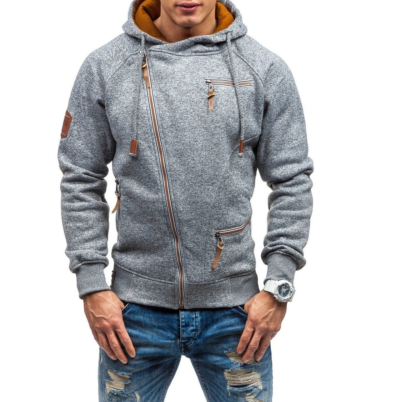 Herren Sportlich Sweatjacke Jogginghose Set Mit Kontrastdetails
