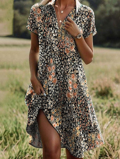 Damenkleid Floral Asymmetrisch Sommerkleid