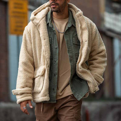 Herren Teddyjacke Kuschelig Warme Felljacke - BerlinGlamour