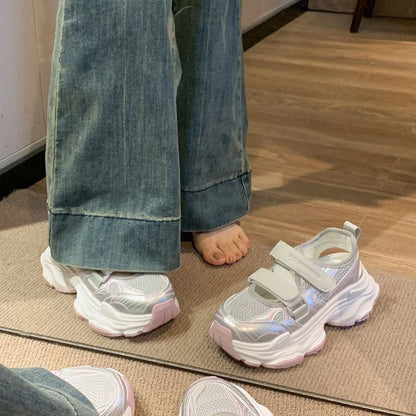 Damen Sneaker Sportlich Atmungsaktiv Netz Struktur