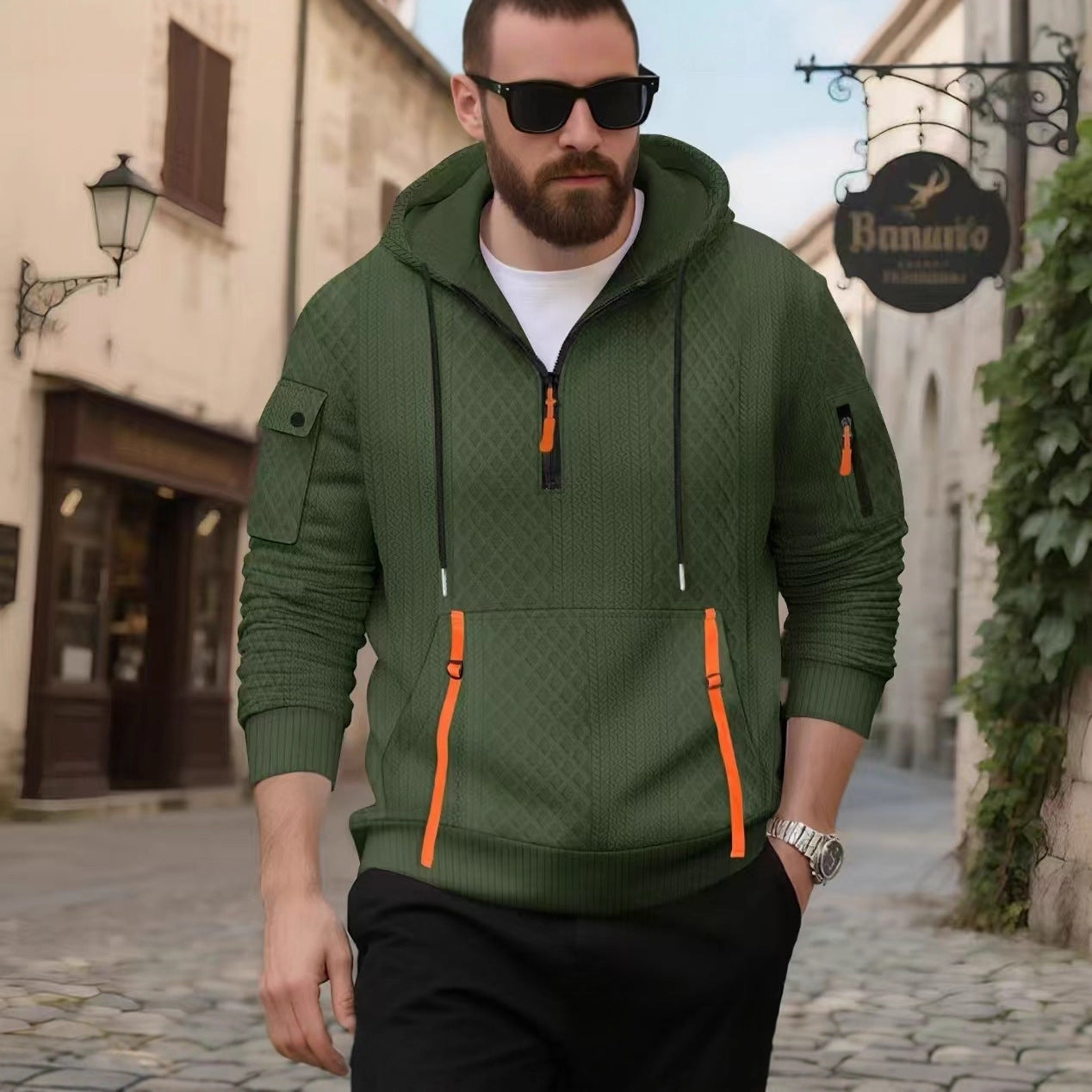 Herren Kapuzenpullover Sportlich Modern Strukturiert