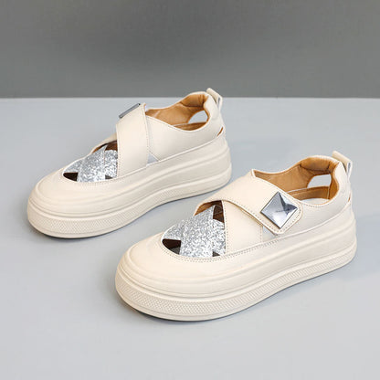 Damen Plateausneaker Glitzer Obermaterial Bequem
