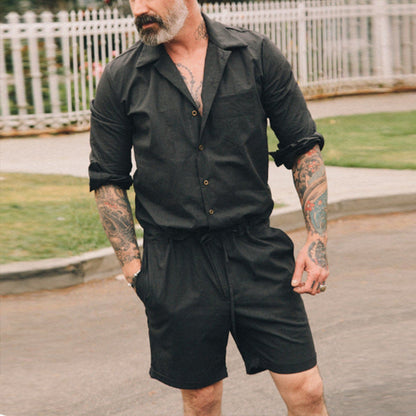 Herren Freizeit Set Kurzarmhemd Shorts Leicht Sommer