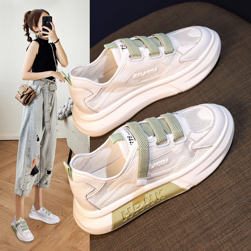 Damen Sneaker Sportlich mit Schnallenverschluss und Mesh Oberfläche