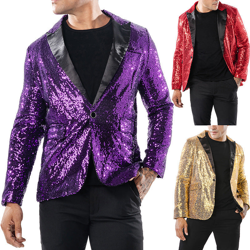 Herren Blazer Glitzernd Elegant Schwarzer Abendanzug