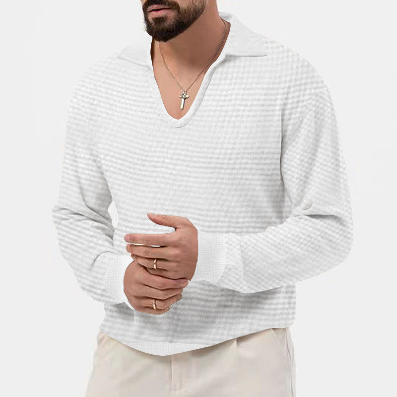 Herren Pullover Eleganter V-Ausschnitt Strukturiert Modern