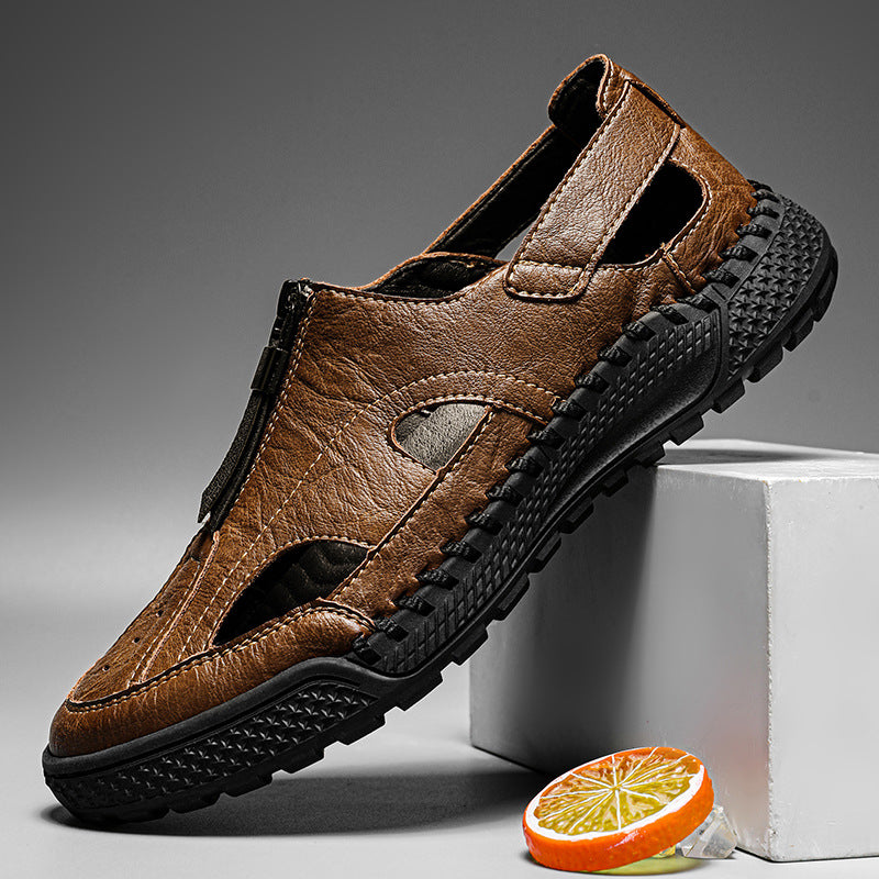 Damen Sandalen Ledersandalen Atmungsaktiv Rutschfest Verstellbar - BerlinGlamour