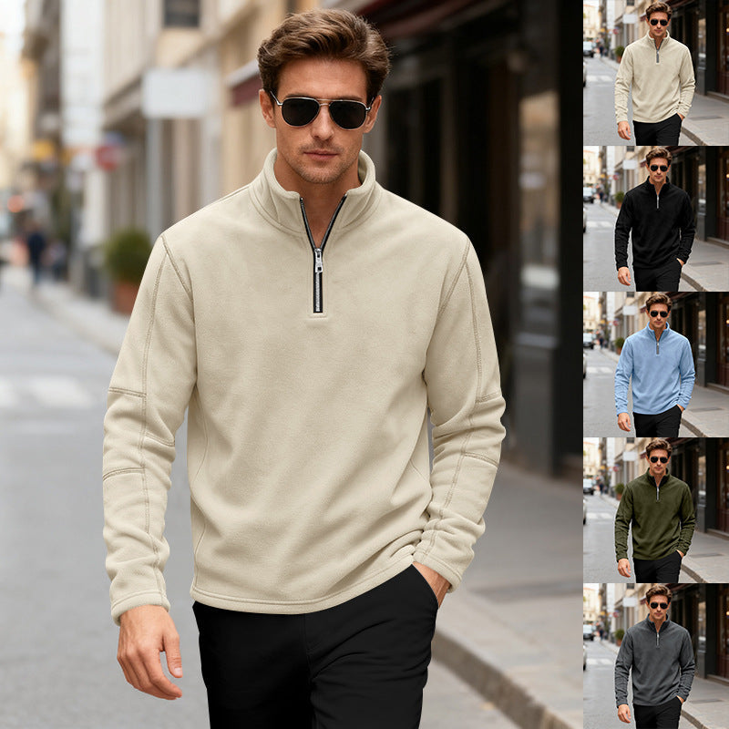 Herren Fleecepullover Kurz Reißverschluss Warm Modern - BerlinGlamour