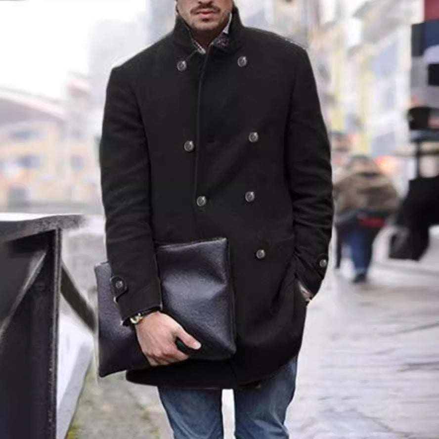 Herren Dufflecoat Wollmantel Elegent Schwarz - BerlinGlamour