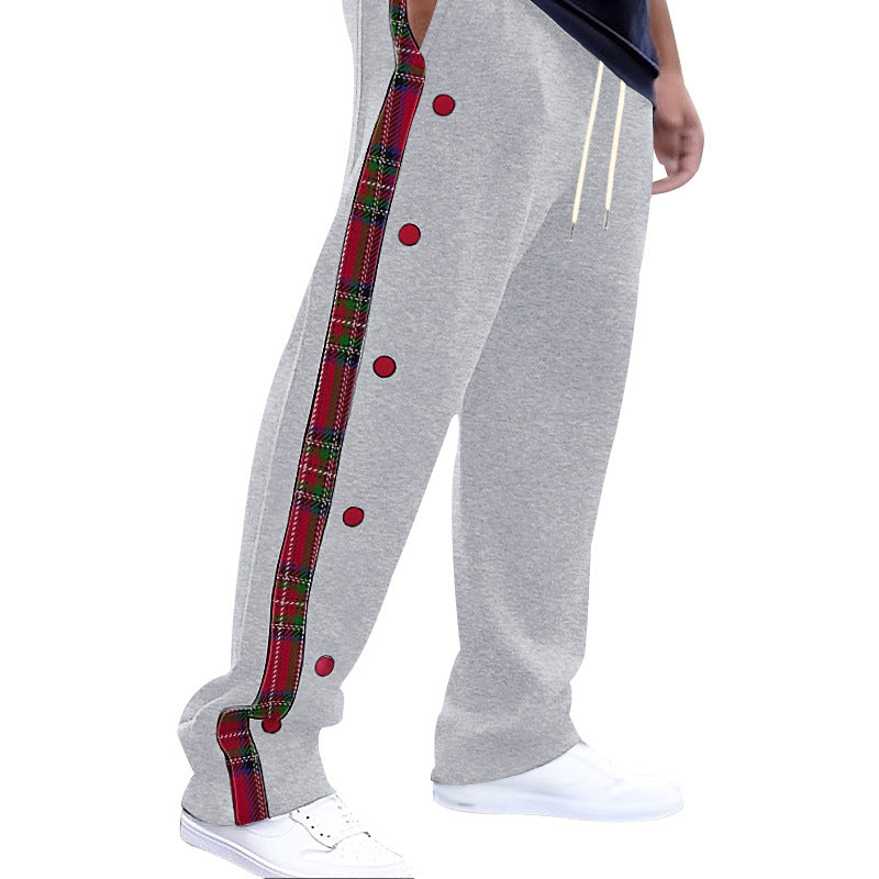 Herren Freizeithose Karomuster Modern mit Druckknöpfen