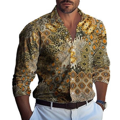Herren Langarmhemd Paisley Muster Exklusiv Berlin Style