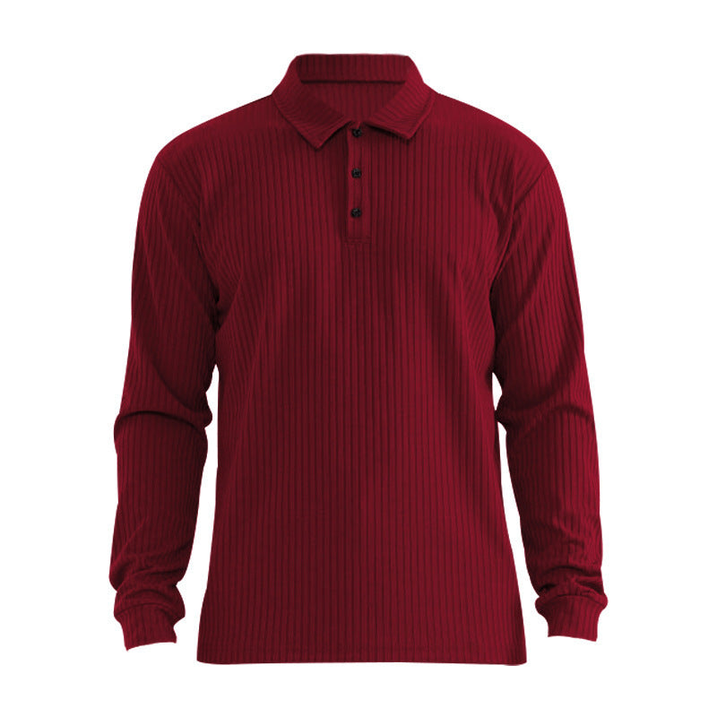 Herren Polo Langarm Feinripp Optik Berlin Stil