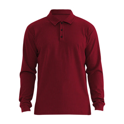 Herren Polo Langarm Feinripp Optik Berlin Stil