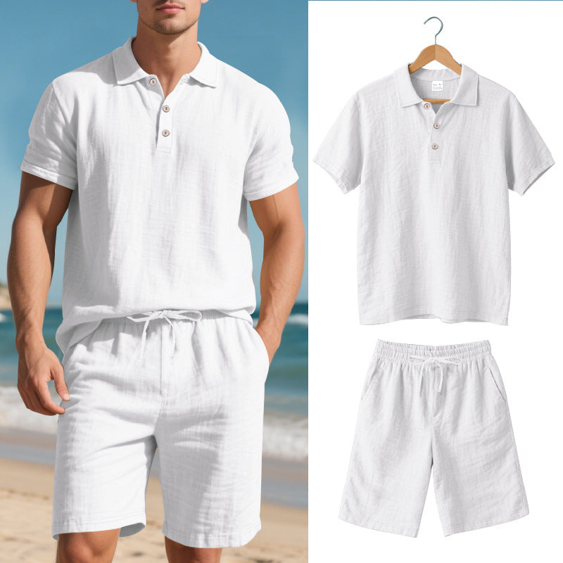 Herren Poloshirt Shorts Set Leger Sommer