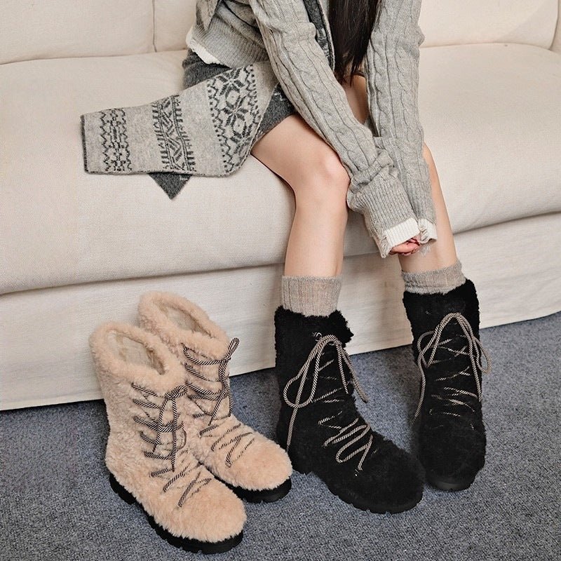 Damen Winterstiefel Flauschig Warme Robuste Sohle - BerlinGlamour