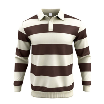 Herren Polohemd Langarm Gestreift Modern