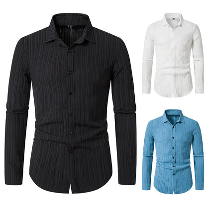 Herren Langarmhemd Modern mit Struktur Optik und Slim Fit - BerlinGlamour