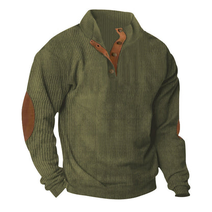 Herren Pullover Strukturiert Lederapplikationen Modern