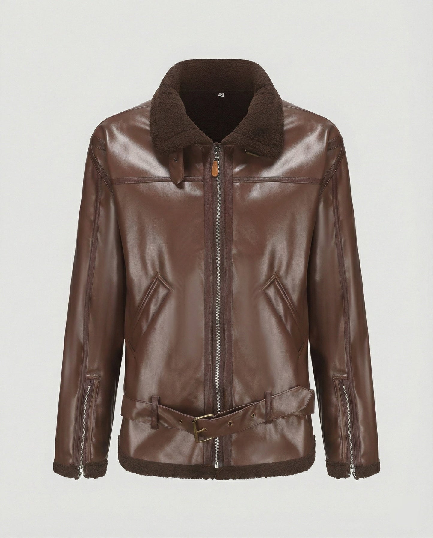 Herren Lederjacke Schwarz mit Reißverschluss