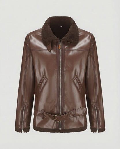 Herren Lederjacke Schwarz mit Reißverschluss