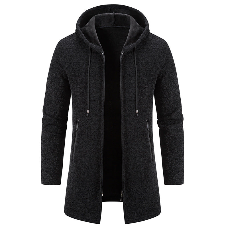 Herren Fleecejacke Kapuze Reißverschluss Taschen Sportlich