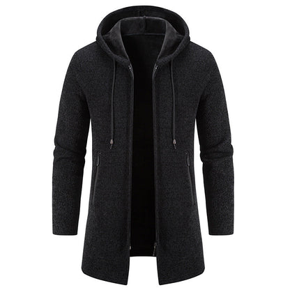 Herren Fleecejacke Kapuze Reißverschluss Taschen Sportlich
