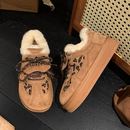 Damen Sneaker Leopardenmuster Gefüttert Rutschfest