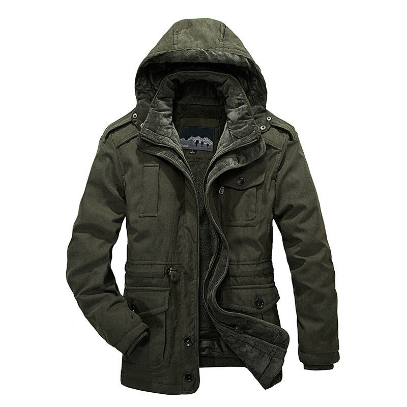 Herren Feldjacke Warm Isoliert Abnehmbare Kapuze Outdoor