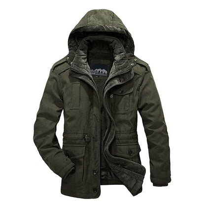 Herren Feldjacke Warm Isoliert Abnehmbare Kapuze Outdoor