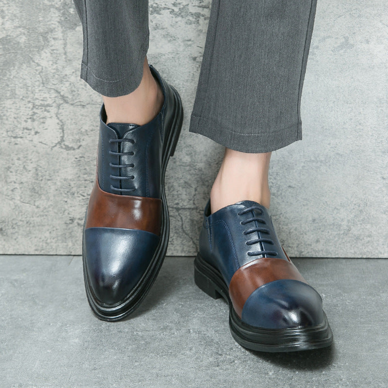 Elegante Damen Schnürschuhe Leder Schwarz Höhe Schuhe