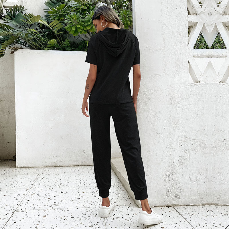 Damen Jumpsuit Bequem Kurzarm Mit Kordelzug