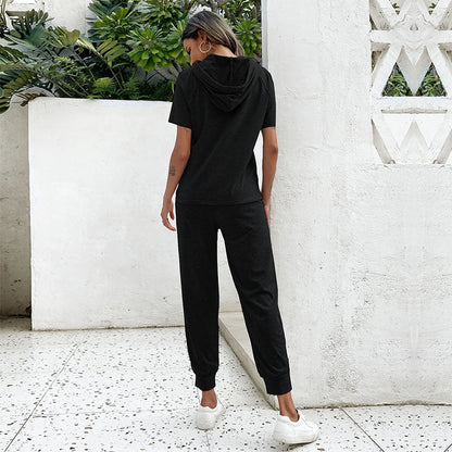 Damen Jumpsuit Bequem Kurzarm Mit Kordelzug