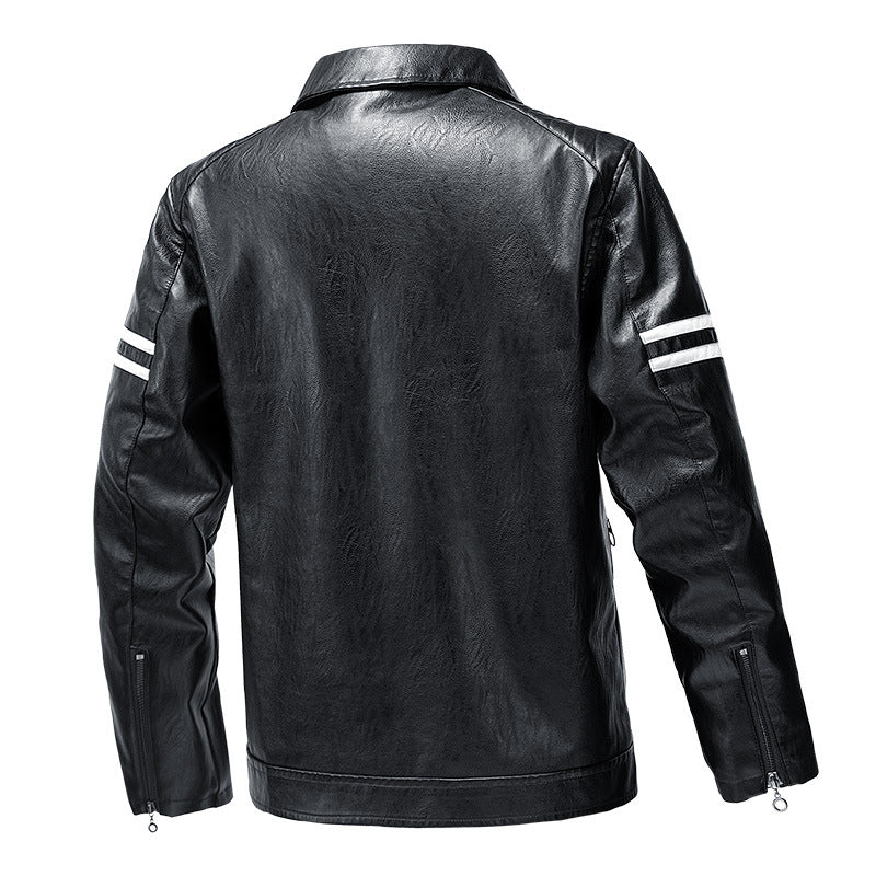 Herren Lederjacke Lässig Schwarz Modern