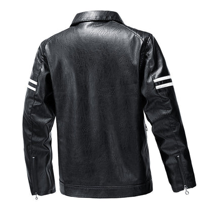 Herren Lederjacke Lässig Schwarz Modern