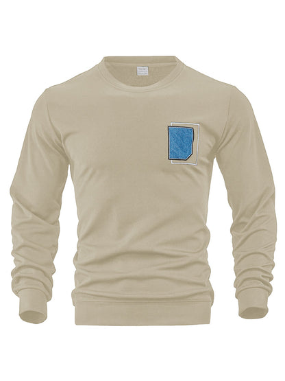 Herren Pullover Lässig Rundhals mit Tasche Modern