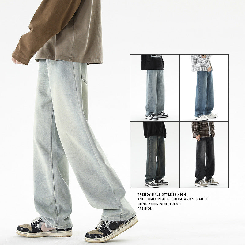 Herren Jeans Weite Bein mit hoher Taille und geradem Schnitt - BerlinGlamour