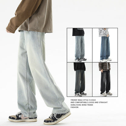 Herren Jeans Weite Bein mit hoher Taille und geradem Schnitt - BerlinGlamour