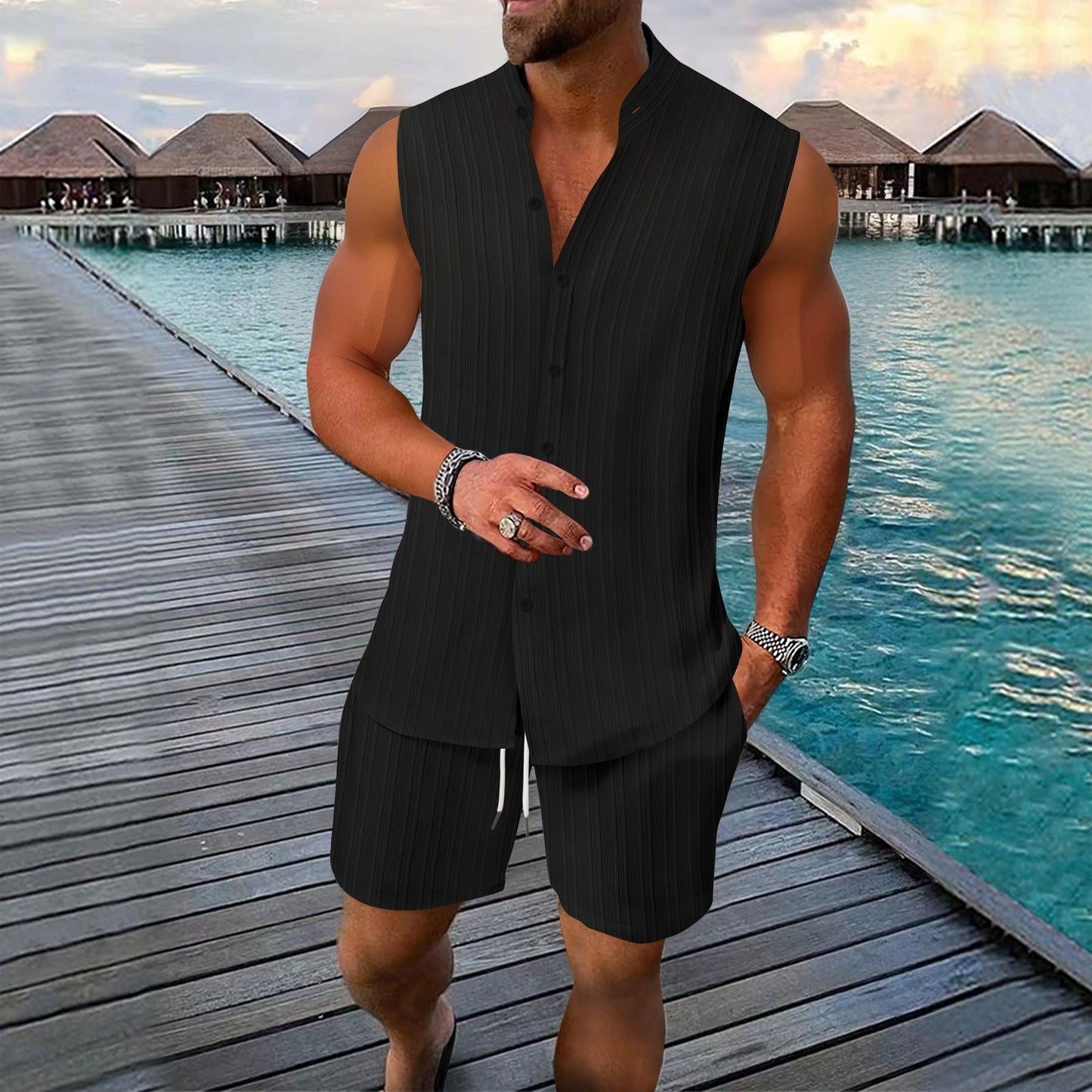 Männer Sommer Lounge Set Ärmellos Leicht Berlin