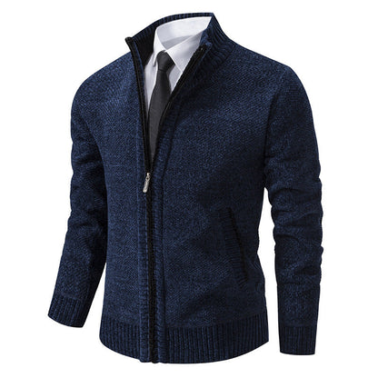 Herren Strickjacke Modern Elegante Reißverschluss Kragen