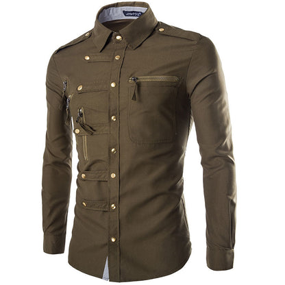 Herren Hemd Modern mit Taschen Hochwertig Elegant