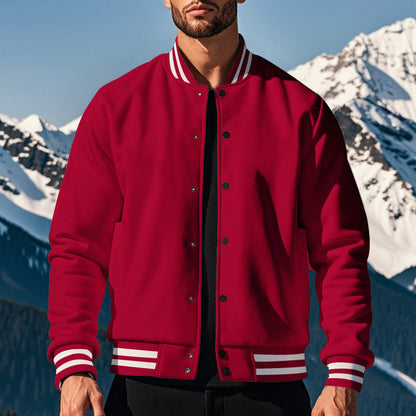 Herren Collegejacke Elastisch Rippbündchen Sportlich
