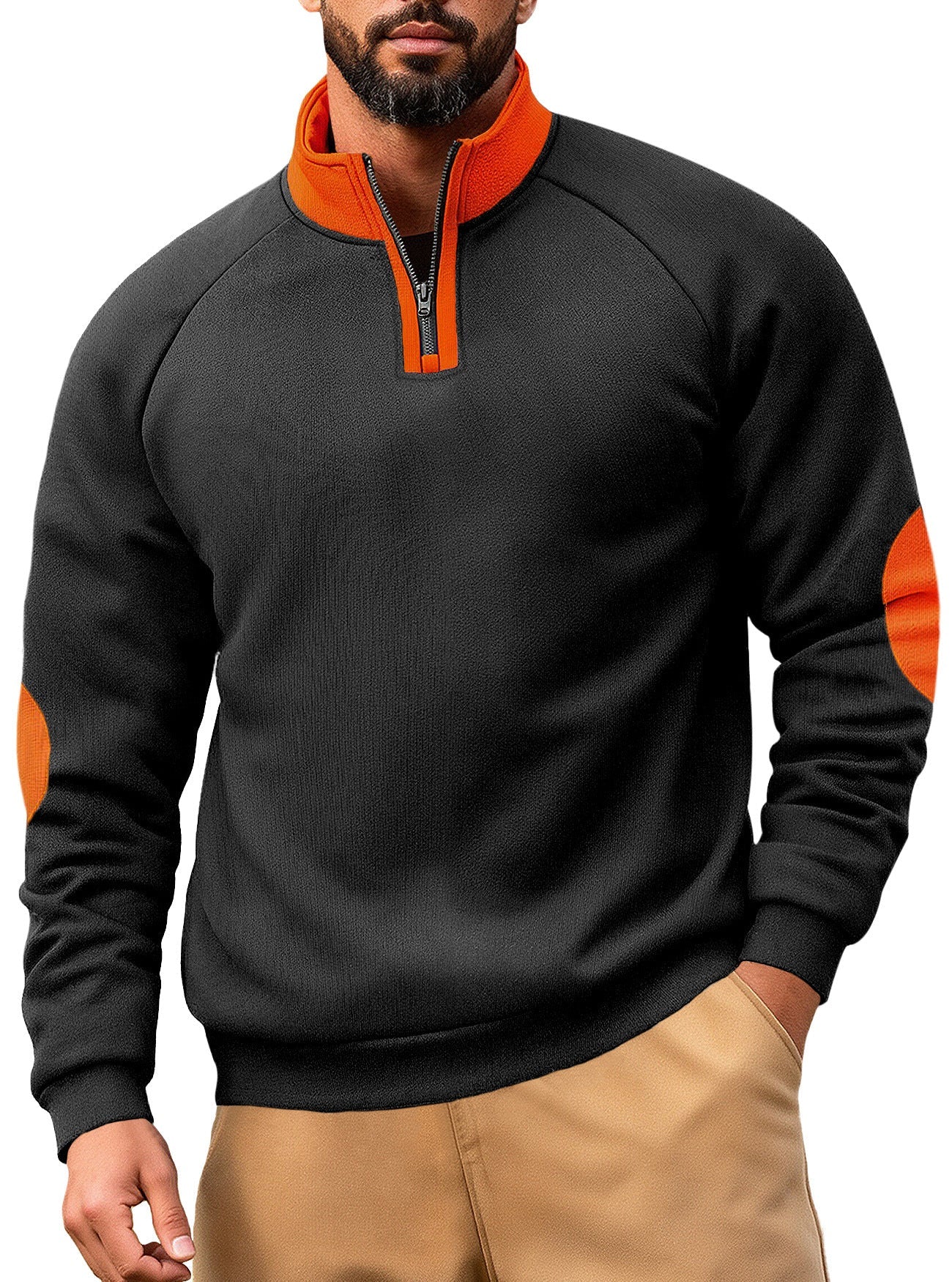 Herren Fleece Pullover Kapuzenpullover Modern Kontrast