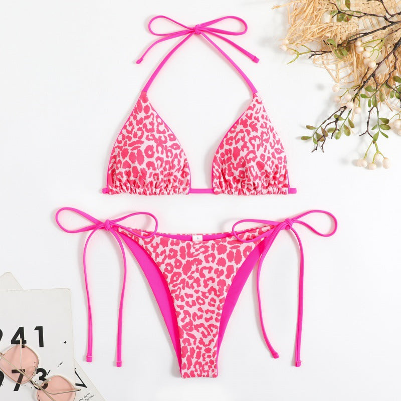 Damen Bikini Leopardenmuster mit Verstellbaren Trägern Sexy