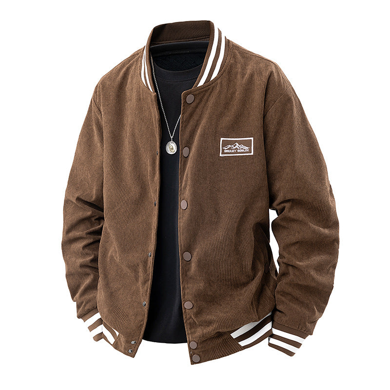 Herren Cordjacke Lässig Elastisch Mit Kontrast - BerlinGlamour