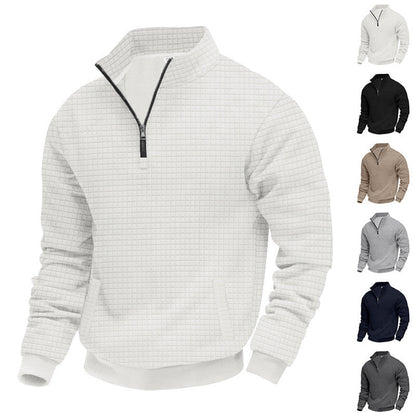 Herren Fleece Pullover Sportlich Halbzipp Reißverschluss - BerlinGlamour