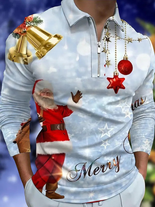 Weihnachtspullover Langarm Herren Festlich Rot Glanzstoff