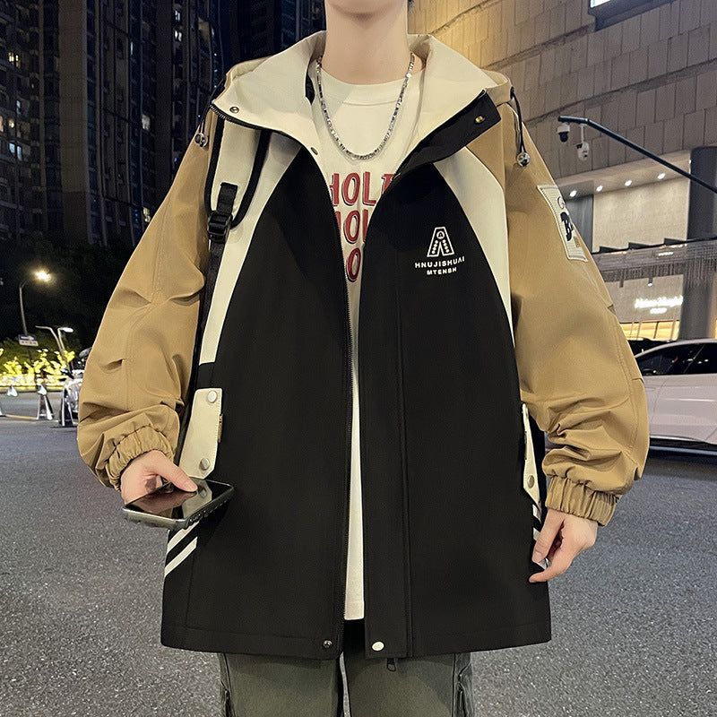 Herren Übergangsjacke Stadtjacke Verstellbares Kapuzenjacket
