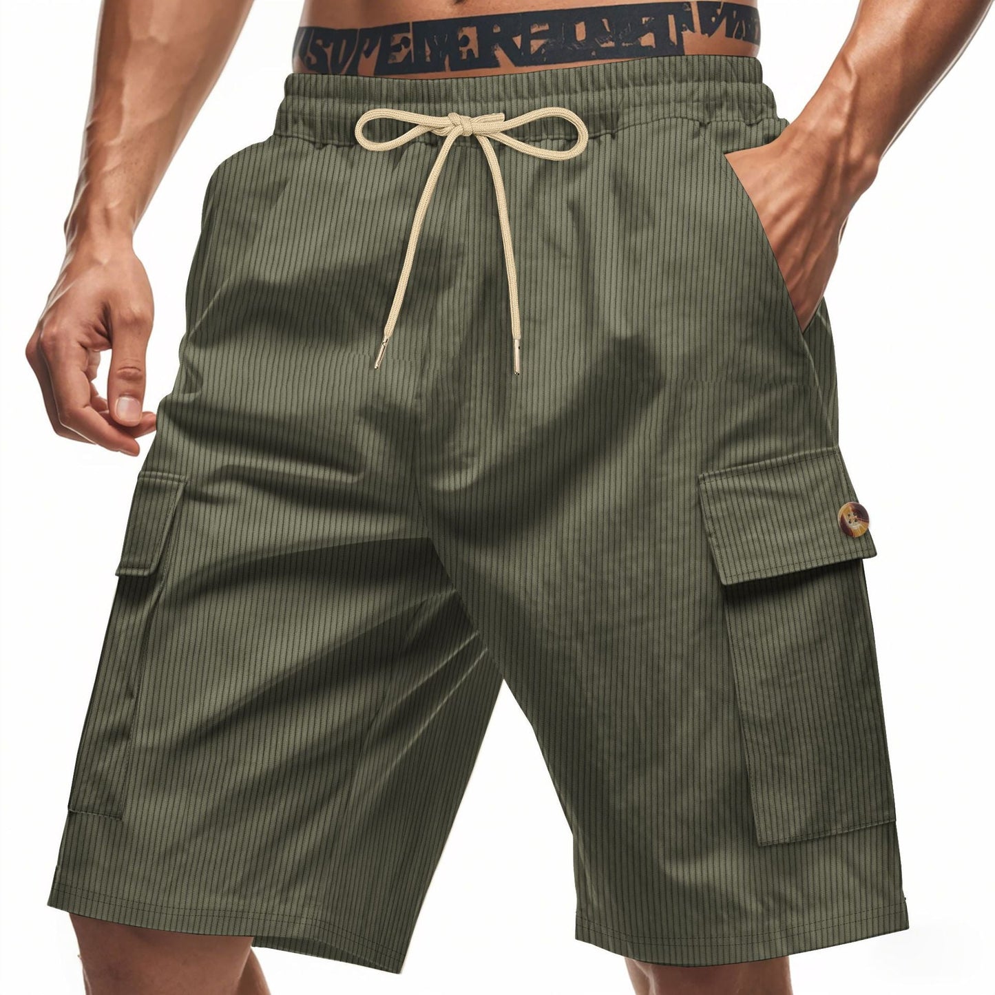 Herren Cargo Shorts Bequem Mit Kordelzug und Taschen