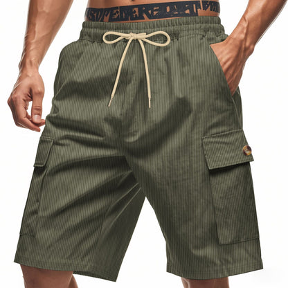 Herren Cargo Shorts Bequem Mit Kordelzug und Taschen