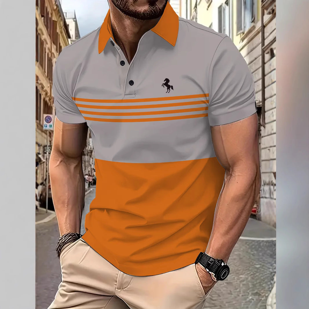 Herren Poloshirt Kurzarm Streifenmuster Modern Berlin Style - BerlinGlamour